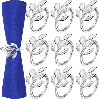 Hotop Set of 50 Leaf Napkin Rings Silver Metal Napkin Rings Holders Bulk by HOTOP