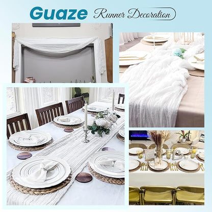 8 Pack White Cheesecloth Table Runner 20 x 120 inch Gauze Table Runners 10 FT - Image 5