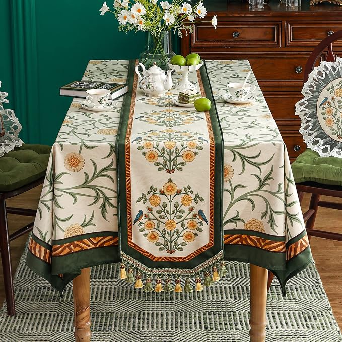 Patdrea Designer Vintage French Velvet Table Runner, Thanksgiving Dining Table - Image 2