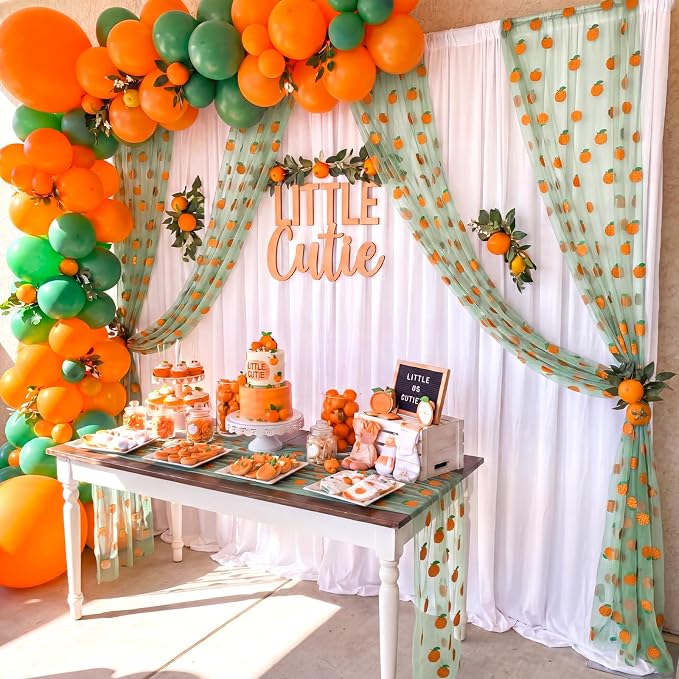 4 Pcs Orange Citrus Table Runners 29 x 70 Inch Glitter Fruit Orange Tangerine - Image 4