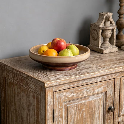 Ceramic Fruit Bowl for Kitchen Counter, Decorative Pedestal Bowl for Table - Image 2