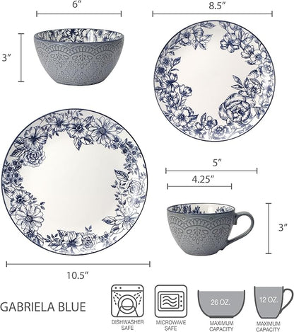 Pfaltzgraff Gabriela Blue 16-Piece Dinnerware Set, Service - Image 4
