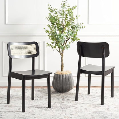 SAFAVIEH Home Collection Egon Coastal Black/Natural Dining Chair Set of 2