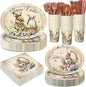 350 Pcs Easter Bunny Oval Paper Plates Set by Pajean