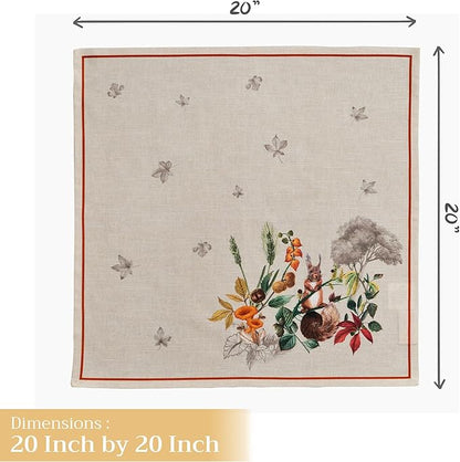 Maison d' Hermine Cloth Napkins Set of 4 100% Cotton for Thanksgiving Christmas Decorations Everyday Reusable Square Fall Napkins Cloth Washable Dinner Party (Recolte, 20"x20")