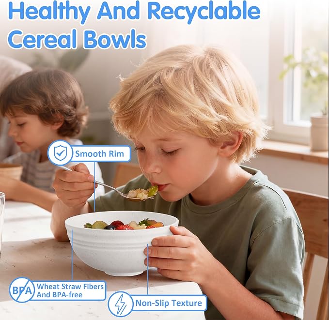 Quatish 10 PCS Unbreakable Cereal Bowls, Dishwasher & Microwave Safe Wheat - Image 5