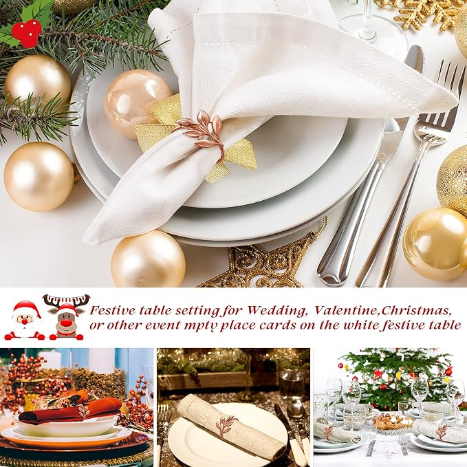 WILLBOND Leaf Napkin Rings Holders Fall Party Napkin Rings - Image 3