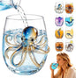 Golden Octopus Artisanal Glassware, 3D Stemless Wine Glasses Cup | Handcrafted by Unknown