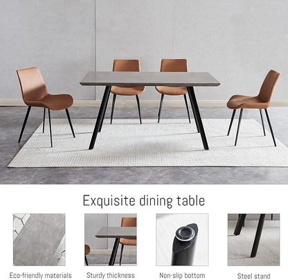 ZckyCine 46.5" Modern Dining Table Set for 4-6 People Kitchen Dining Room Table Set Extendable Wood Dining Table and 4 Upholstered Chairs, Home Kitchen Furniture