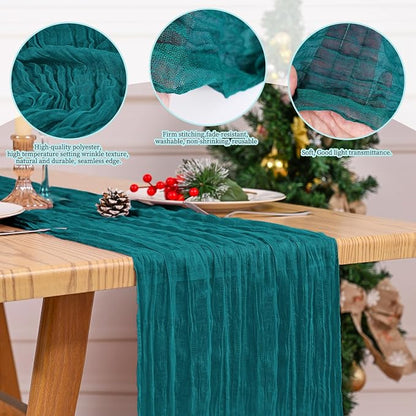 8 Pack Teal Table Runner 17 x 108inch Cheesecloth Table Runner Boho Gauze Table - Image 5