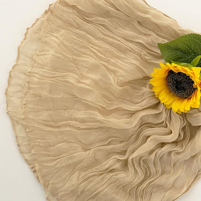 6Pack Beige Cheesecloth Table Runner 17x108 inch Beige Table Runner | Boho - Image 6
