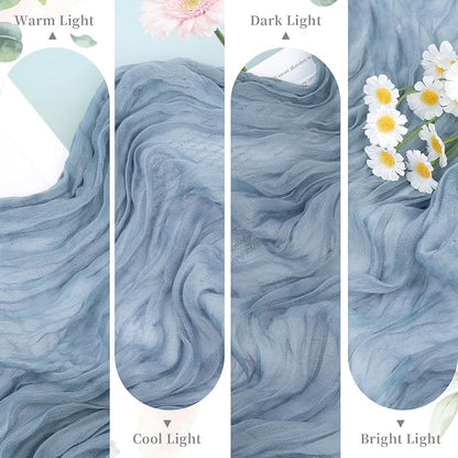 3 Pack Dusty Blue Cheesecloth Table Runner 35x120inch, Boho Rustic Semi Sheer - Image 5