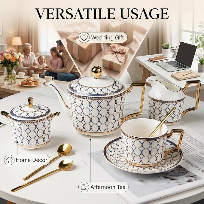 CwlwGO-European style cup and saucer set, 7 oz bone china exquisite glazed - Image 5