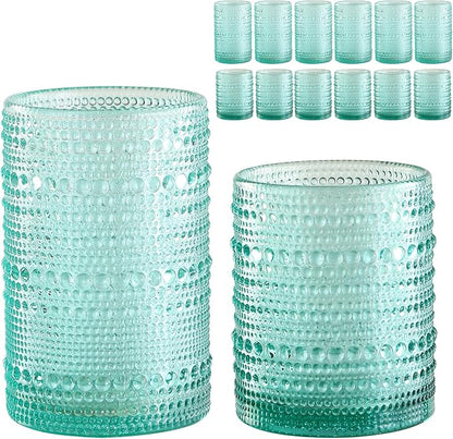 ZMOWIPDL Drinking Glasses Set of 12, Light Blue 12oz & 15oz Glass Cups | by ZMOWIPDL