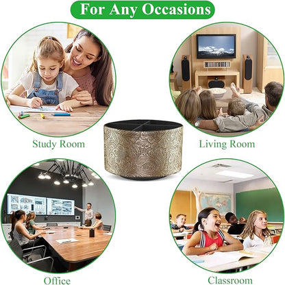 lizimandu Round Leather Art Supply Organizer,Remote Control Holder,360 Degree Spinning,Multi-Functional Pencil Holder,4 Compartments Desktop Stationary Organizer(1-Gold)