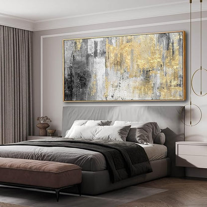 Home Decor Large Wall Art Gold Abstract Art 30"x60"Black Wall Decor Living Room Framed Artwork Paintings for Office Bedroom Dinning Room