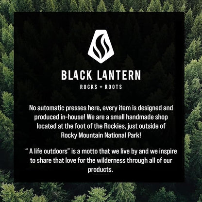 Black Lantern Mountain Rock Glasses – Hand-Printed 11oz Tumblers with Durable Forest Design – Set of 2 Heavy-Base Old Fashioned Glasses for Bourbon, Scotch, and Cocktails