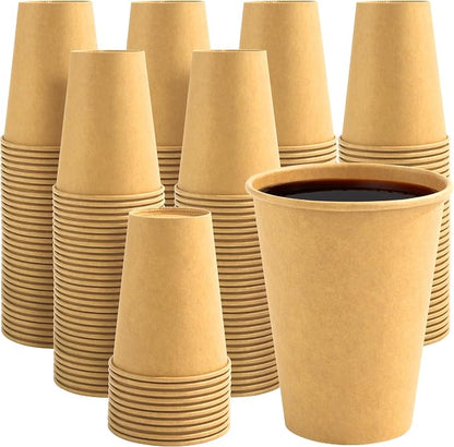 12 oz Brown Disposable Paper Coffee Cups, Disposable Hot Cups by PACKINNO