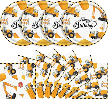 Construction Plates and Napkins Party Supplies by KFJBPB