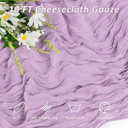 Cheesecloth Table Runner, 120 Inch 10 FT, Lilac | 1 Pack, 35x120 Inches Boho - Image 2