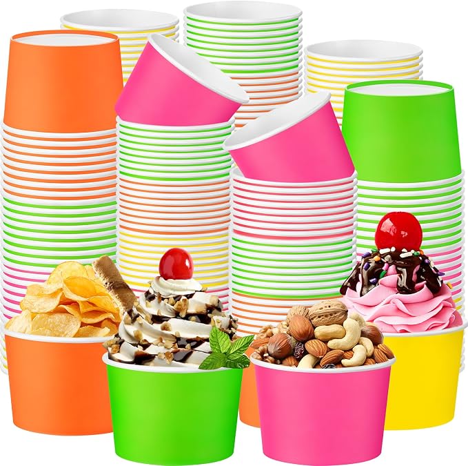 Jingmore Paper Ice Cream Cups 9oz Colored Disposable Dessert Bowls by Jingmore