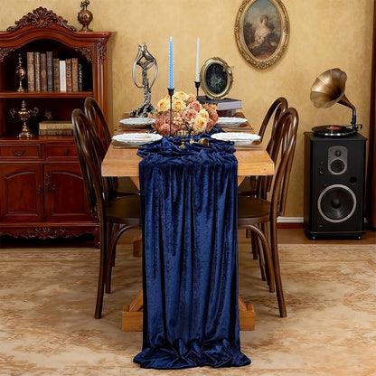 Velvet Table Runner 29x120 Inch Navy Blue Luxury Retro Soft Fabric Cloth | 3 by SoarDream