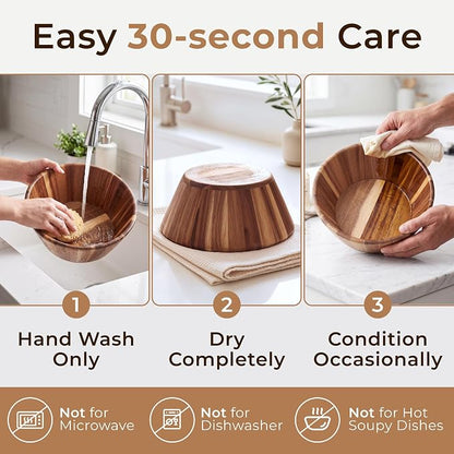 Wooden Salad Bowl, Durable & Stylish Natural Dining Accessory – Elegant Design - Image 6
