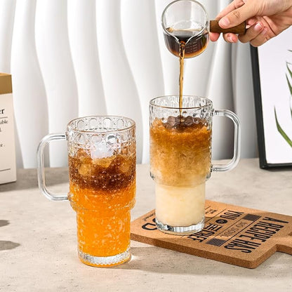 17oz Glass Tumbler with Handle & Lid – 2-Pack Iced Coffee Cups with Straws - Image 3
