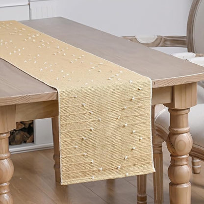 Artoid Mode Burlap Brown Farmhouse Rustic Cotton Woven Table Runner, Seasonal - Image 3
