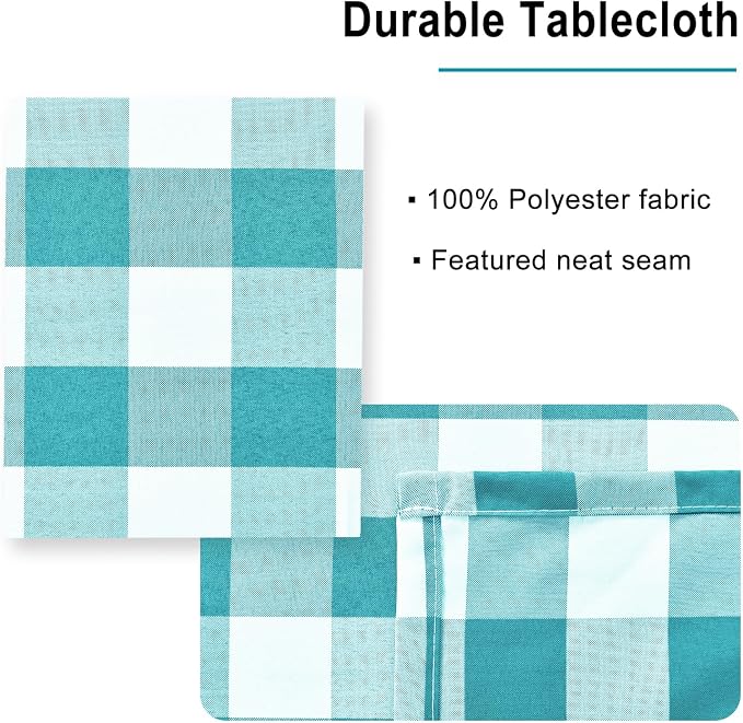 Checkered Tablecloth Rectangle, 60 x 140 Inch - Image 3