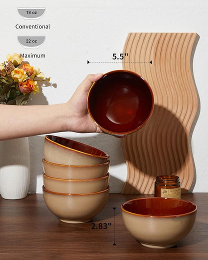 5.5" Cereal Bowls & Dessert Bowls Set of 6-22 Oz Small Bowls - Image 2