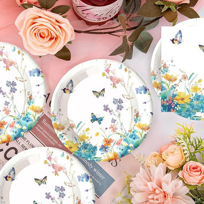 50pcs Wildflower Paper Plates and Napkins Party Decorations, 7inch Watercolor - Image 2