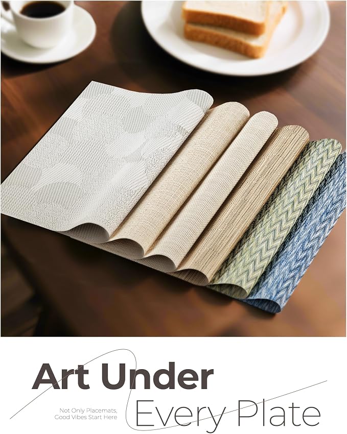 Leetaltree Beige White Placemats Set of 8 - Image 8