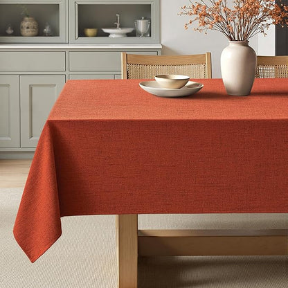 MIULEE Burnt Orange Linen Polyester Tablecloth Fall Thanksgiving 60x104 Inch Rectangle Table Cloth Waterproof,Stain Resistant for Dining Party Wedding