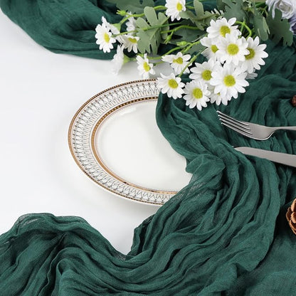 12 Pack Emerald Green Cheesecloth Table Runner 17 x 108 Inch | Boho Gauze - Image 7