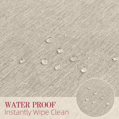 Cloth Place Mats Set of 8–Reusable Rectangular Waterproof Fabric Polyester Washable Wipeable Heat Resistant Linen for Kitchen Dining Dinner Restaurant Wedding Table(Flaxen/13x19 Inch)