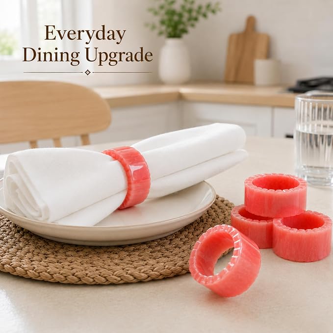 Pink Resin Napkin Rings, smooth moisture-resistant finish, 2.25x2.25x1 in. - Image 3
