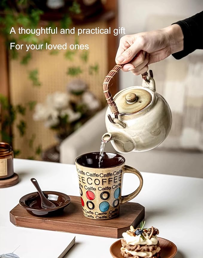 Ceramic Coffee Cup with Spoon and Lid, 12 oz Coffee Mug, Microwave Dishwasher - Image 9
