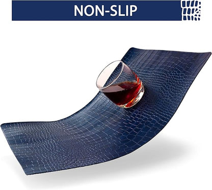Set of 8 Faux Leather Placemats, PU Table Mats, Waterproof, Stain Resistant, Heat Resistant, Easy to Clean for Kitchen Dining Table,Conference Table