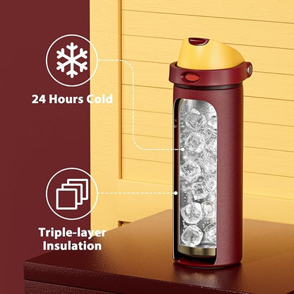 24 oz Insulated Water Bottle for Women: Meoky Stainless Steel Water Bottle - Image 3