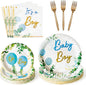 96Pcs It's a Boy Greenery Baby Shower Sage Green Watercolor Blue Balloon Party by G1ngtar