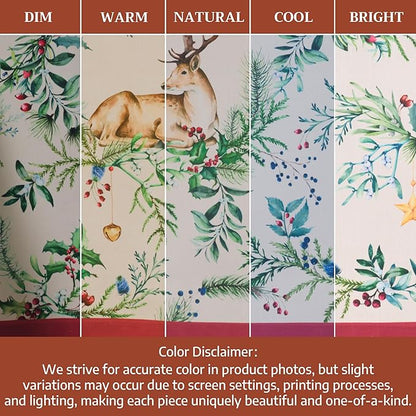 Maison d' Hermine Table Cloth Round Table 100% Cotton 63 Inches Fall Tablecloth Reusable Everyday Use for Thanksgiving Christmas Decorations Dining Farmhouse Party (Holly Time)