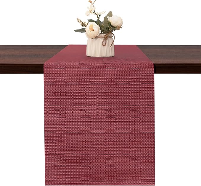 Table Runner 72 Inches Long, Vinyl Woven Heatproof Table Runners | Washable by Banchif