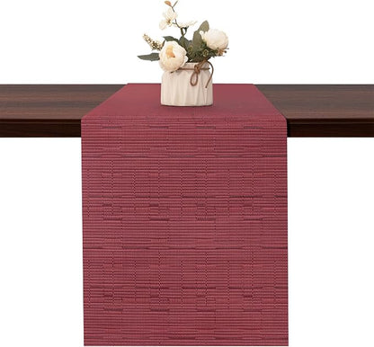 Table Runner 55 Inches Long, Vinyl Woven Heatproof Table Runners | Washable by Banchif