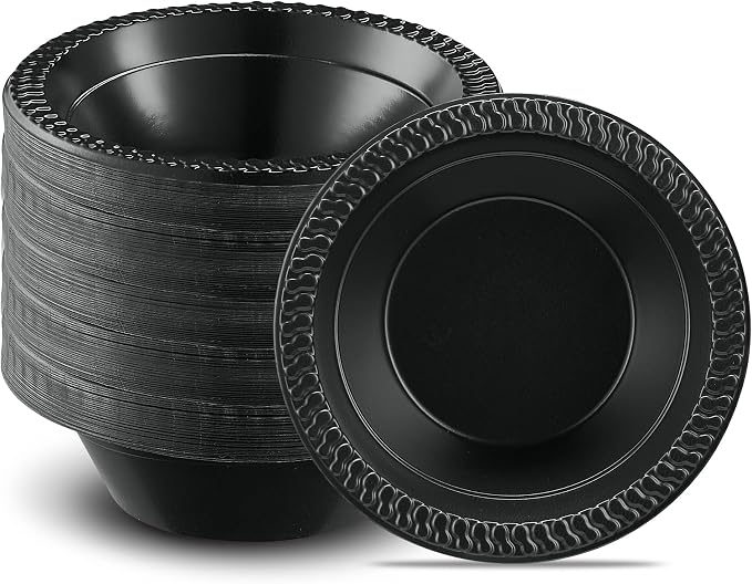 PLASTICPRO 200 PCS Black Plastic Bowls Light Weight 12 oz Plastic Soup Bowls by PLASTICPRO