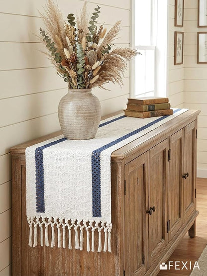 Fall Table Runner Blue for Coffe Table Home Boho Decor 12x72 Inch | 72 Inches - Image 8
