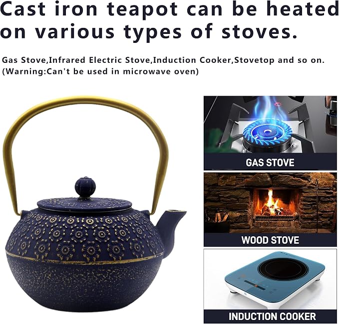 33.8oz Small Cast Iron Tea Kettle - Image 3