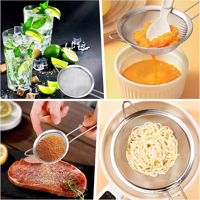3 Pack Fine Mesh Strainer, Small Stainless Steel Sieves - Image 5