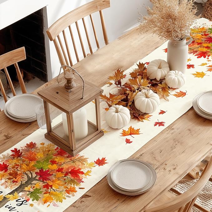 Fall Table Runner 13 x 72 Inch, Maple Leaves Autumn Farmhouse Decor - Image 5