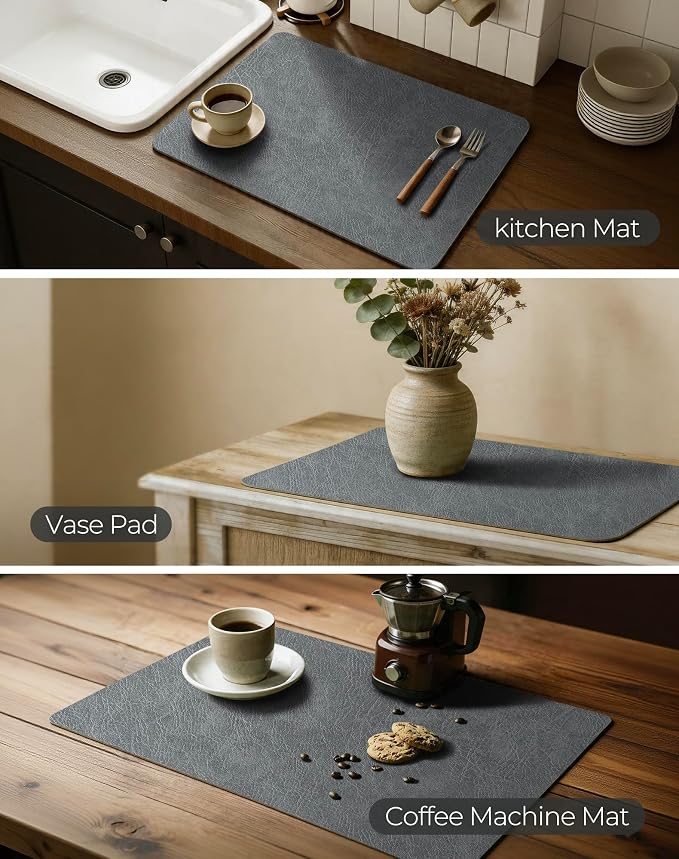Leetaltree Reversible Faux Leather Placemats and Coasters Set of 16, 12x17 Inch - Image 7